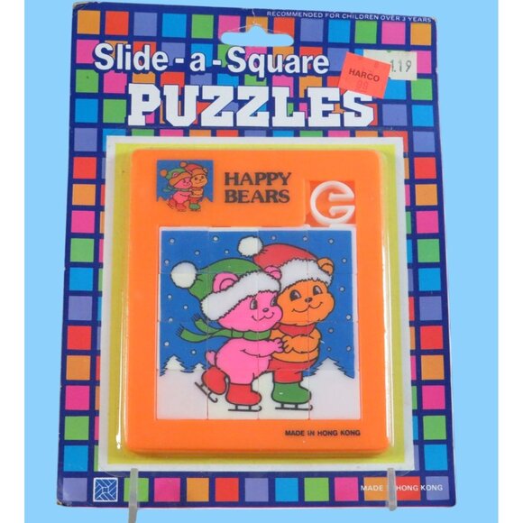 Vintage Harco Happy Bears Slide-A-Square Puzzle Sealed Collectible Toy - Picture 1 of 2
